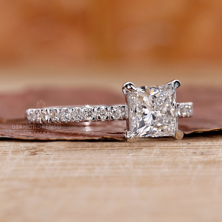 White gold princess cut diamond engagement ring.