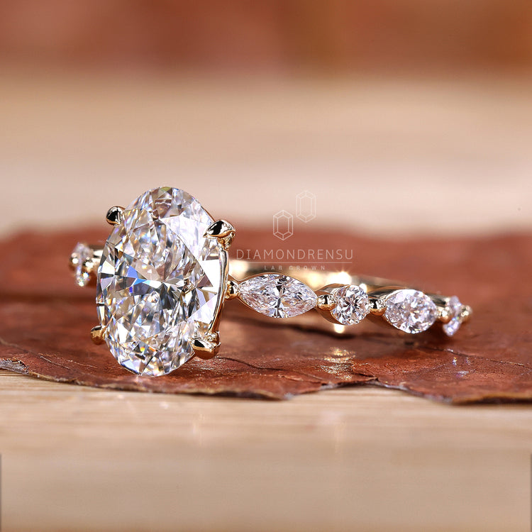 White gold engagement ring with custom pave band.