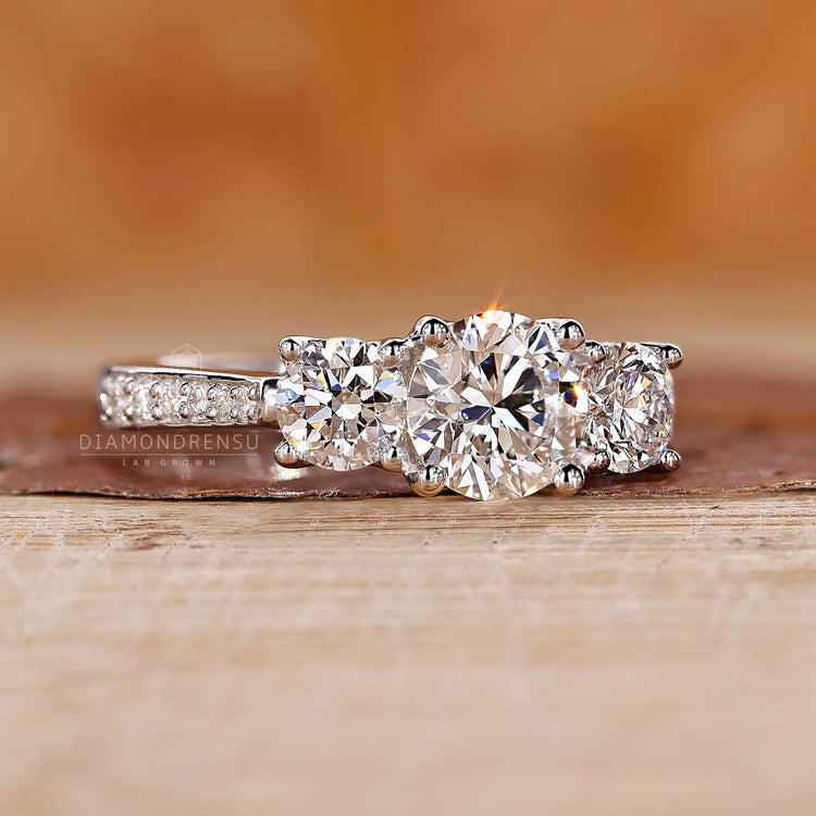 White gold engagement ring with round diamond engagement ring.