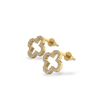 4 Leaf Open Clover Lab-Grown Diamond Stud + Solid Gold Earrings