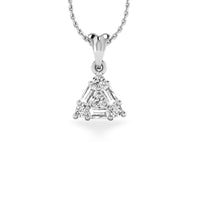Baguette & Round Lab-Grown Diamond + Solid Gold Triangle Pendant Necklace