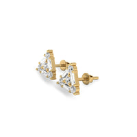 Baguette & Round Lab-Grown Diamond Triangle Stud + Solid Gold Earrings