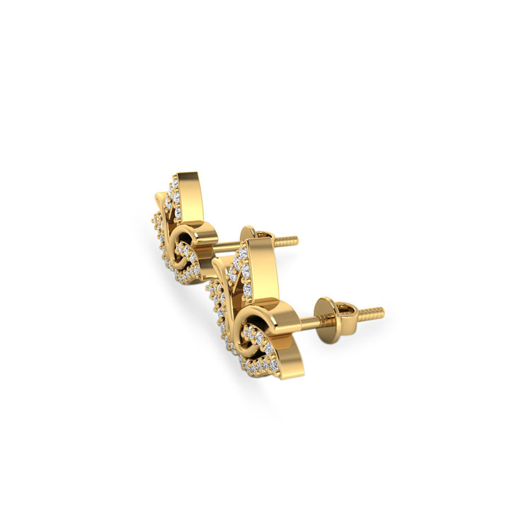 Lotus Stud Lab-Grown Diamond + Solid Gold Earrings