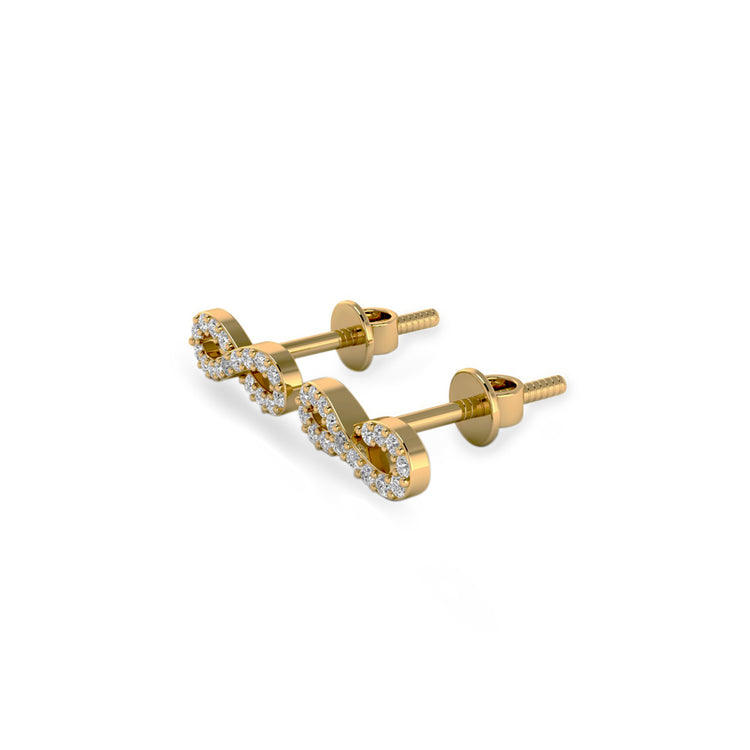 Infinity Symbol Lab-Grown Diamond Stud + Solid Gold Earrings