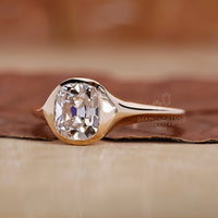 Tapered shank ring used with old mine cushion cut diamond ring.