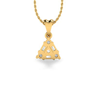 Baguette & Round Lab-Grown Diamond + Solid Gold Triangle Pendant Necklace