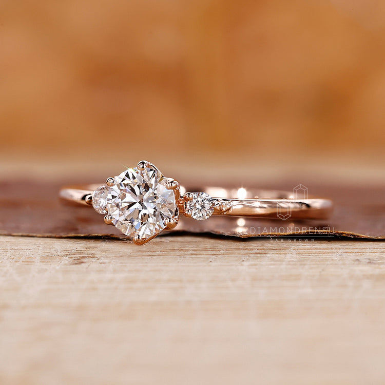 Round diamond ring with minimalist ring style.
