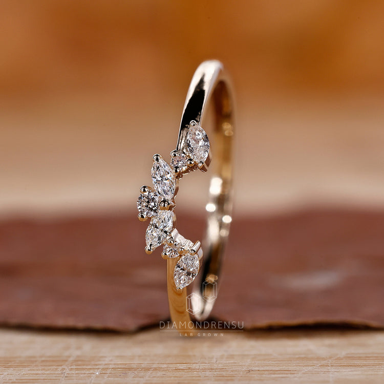 Diamond wedding band made with lab grown diamond.