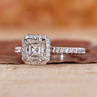 Asscher Cut Lab-Grown Diamond Halo Engagement Ring 1.4 CT