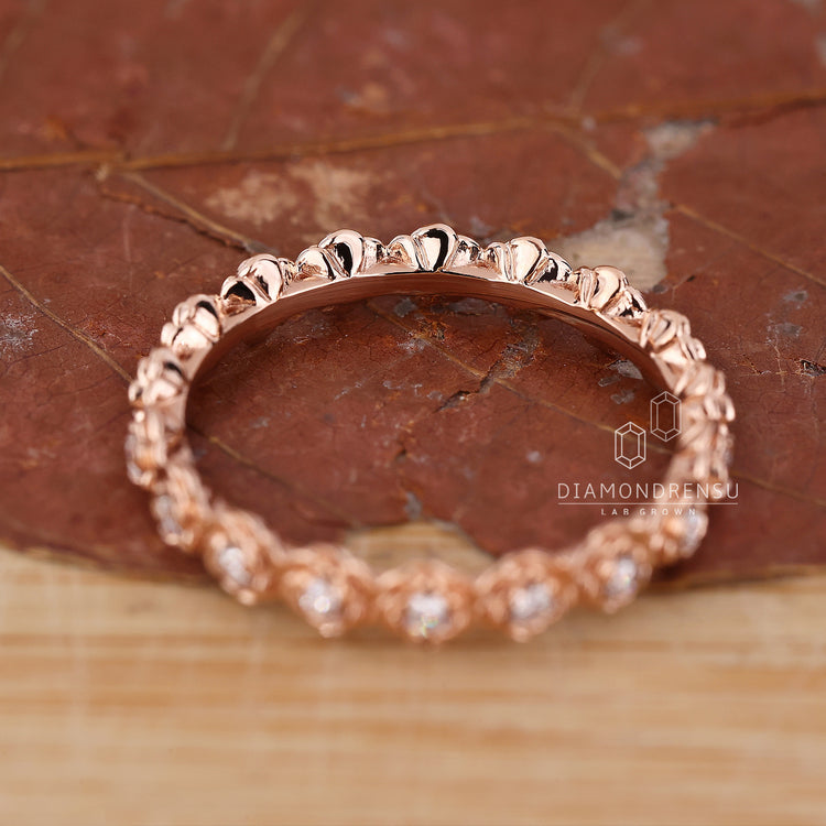 Handmade band crafted as full eternity wedding band.