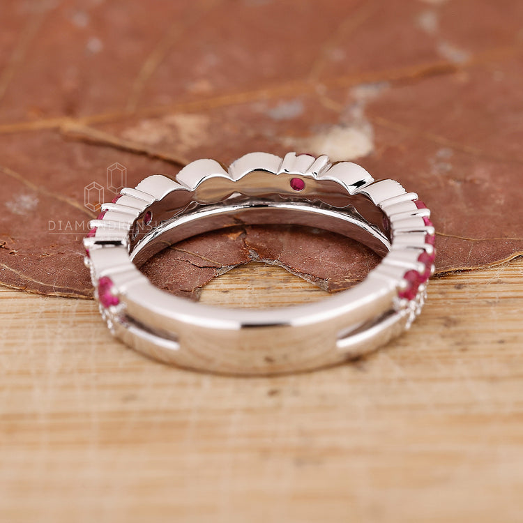 Stackable diamond band with lab grown diamonds.