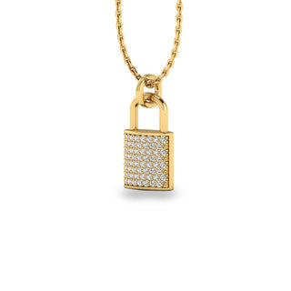 Padlock Lab-Grown Diamond + Solid Gold Pendant Necklace