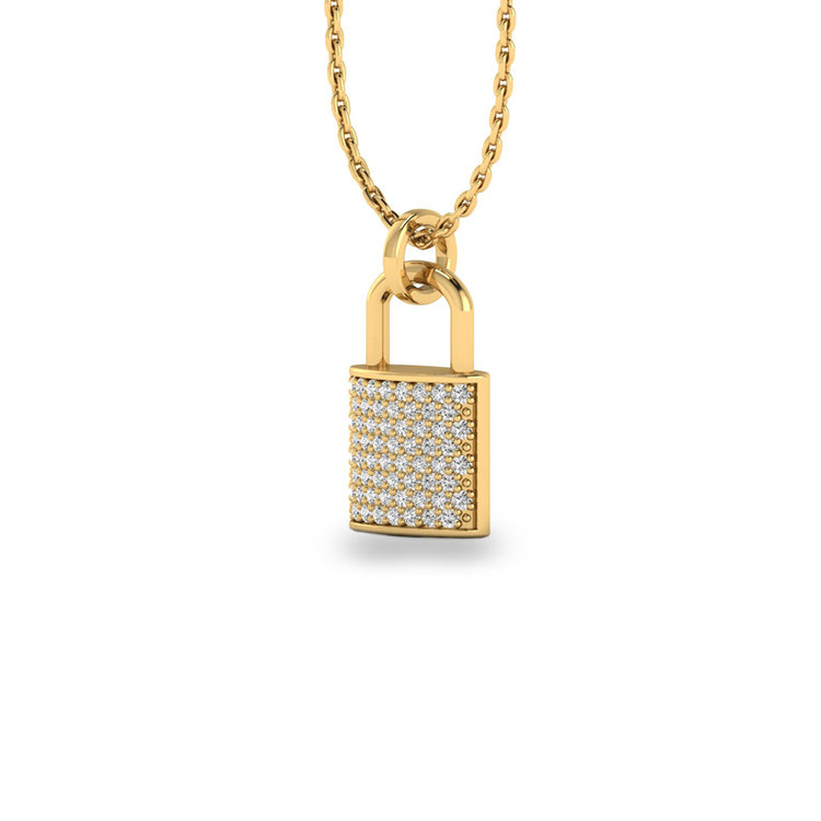 Padlock Lab-Grown Diamond + Solid Gold Pendant Necklace