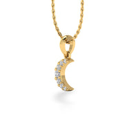 Crescent Moon Lab-Grown Diamond + Solid Gold Pendant Necklace
