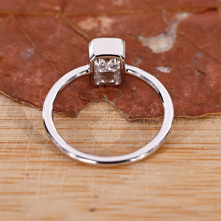 White gold ring styled with lab grown diamond.