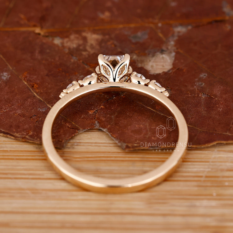 Tulip Setting Ring in handmade yellow gold design.
