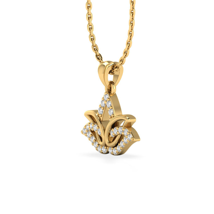 Lotus Lab-Grown Diamond + Solid Gold Pendant Necklace
