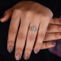 round side stone with art deco engagement ring.