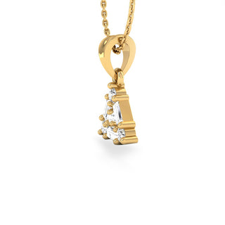 Baguette & Round Lab-Grown Diamond + Solid Gold Triangle Pendant Necklace