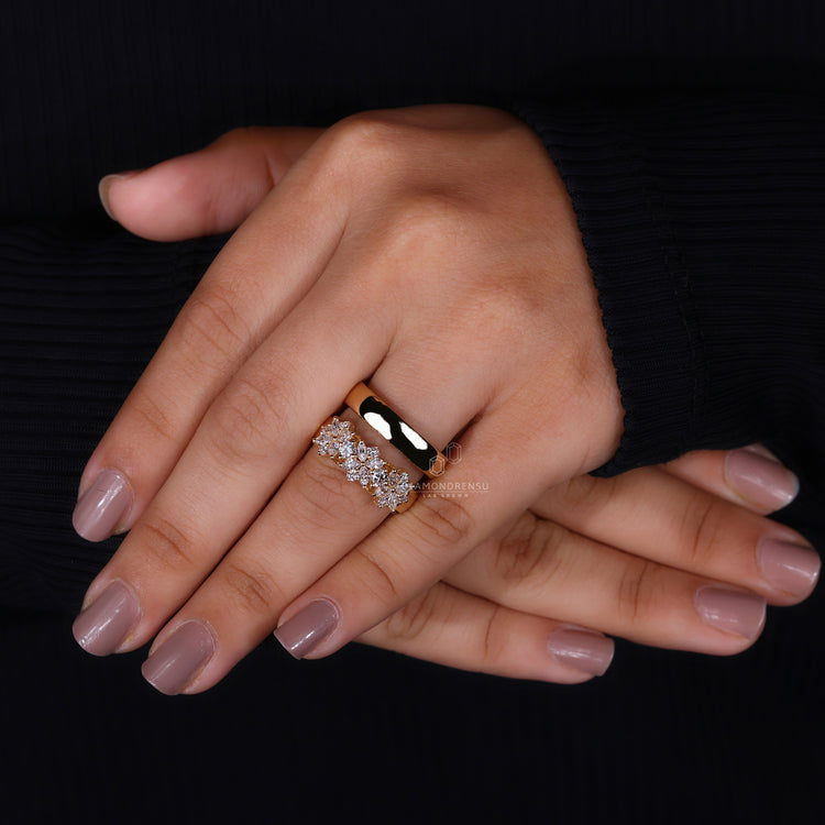 double layer diamond ring with cuff adjustable ring look.