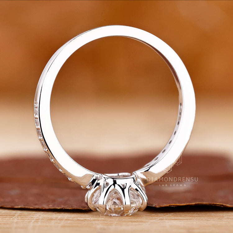 Lab Grown Diamond in a white gold diamond ring.