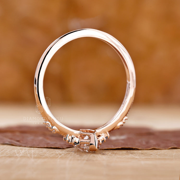 Lab Grown Diamond in Milgrain engagement ring.