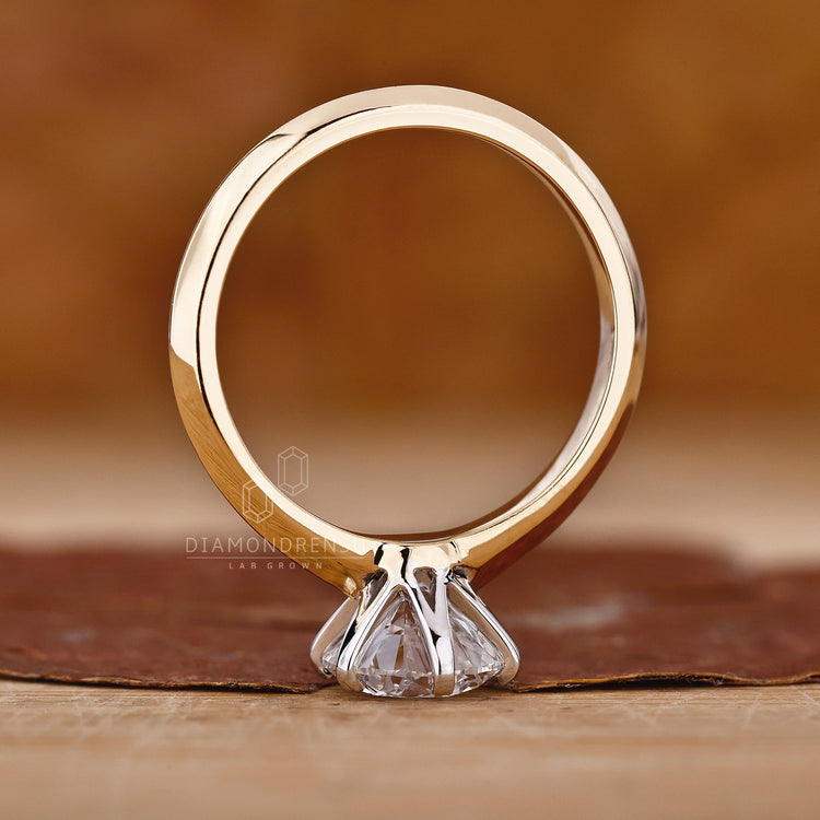 IGI certified diamond ring featuring a round cut centre and custom detail.
