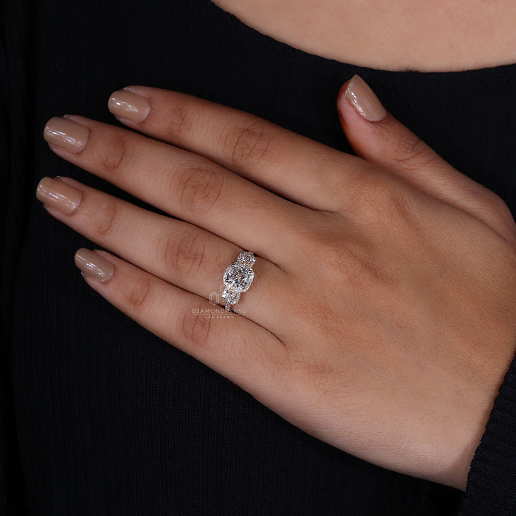Pave ring setting matched with 4 prong setting ring.