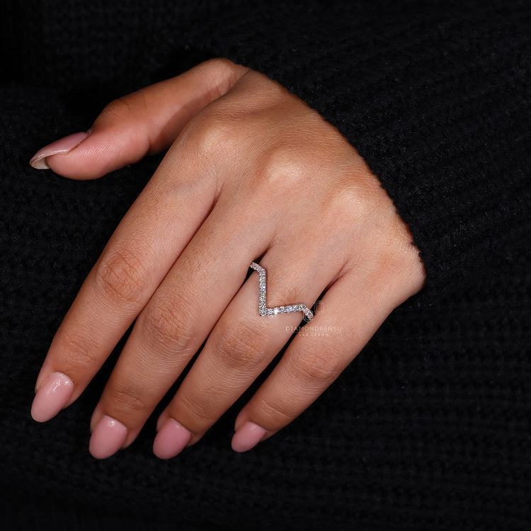 V shaped anniversary diamond band.