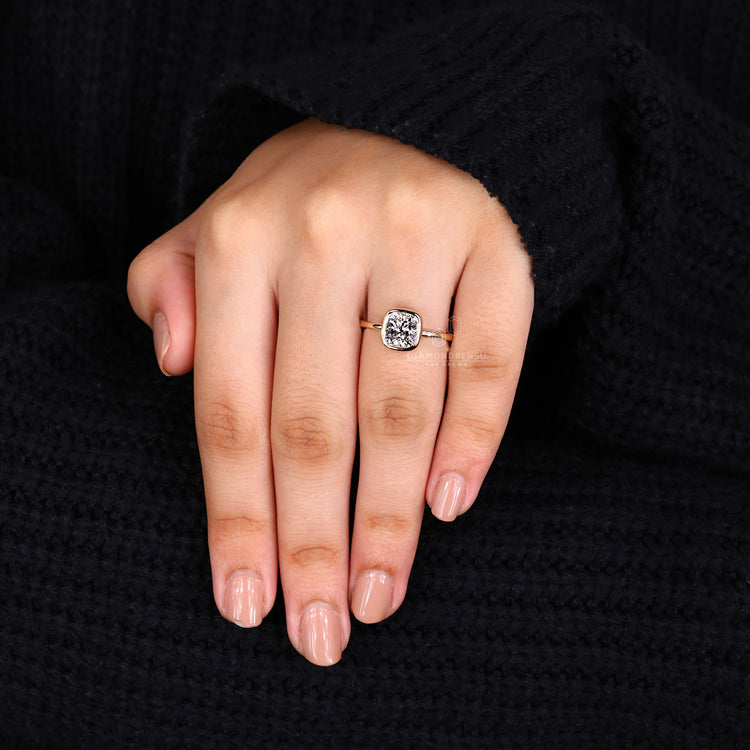 Customise ring with yellow gold engagement ring.