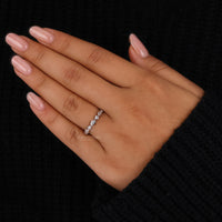 3/4 eternity wedding band with lab diamonds.