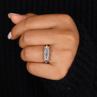 Custom diamond ring with a 3 stone layout and IGI certified gems.