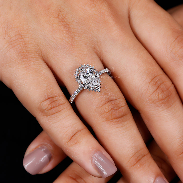 handmade jewelry with white gold engagement ring.