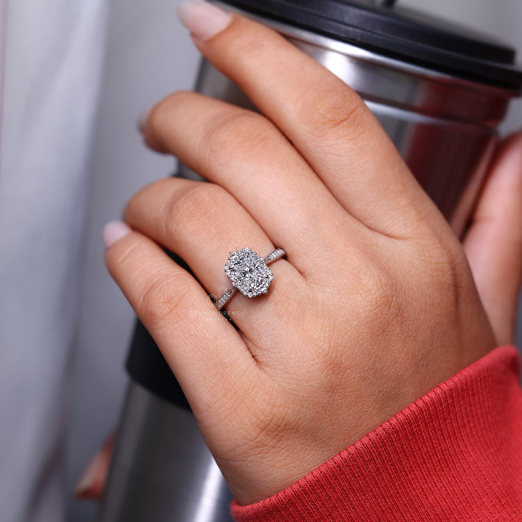Cathedral Setting Ring with IGI certified center diamond.