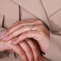 Yellow gold diamond ring in unique engagement ring style.