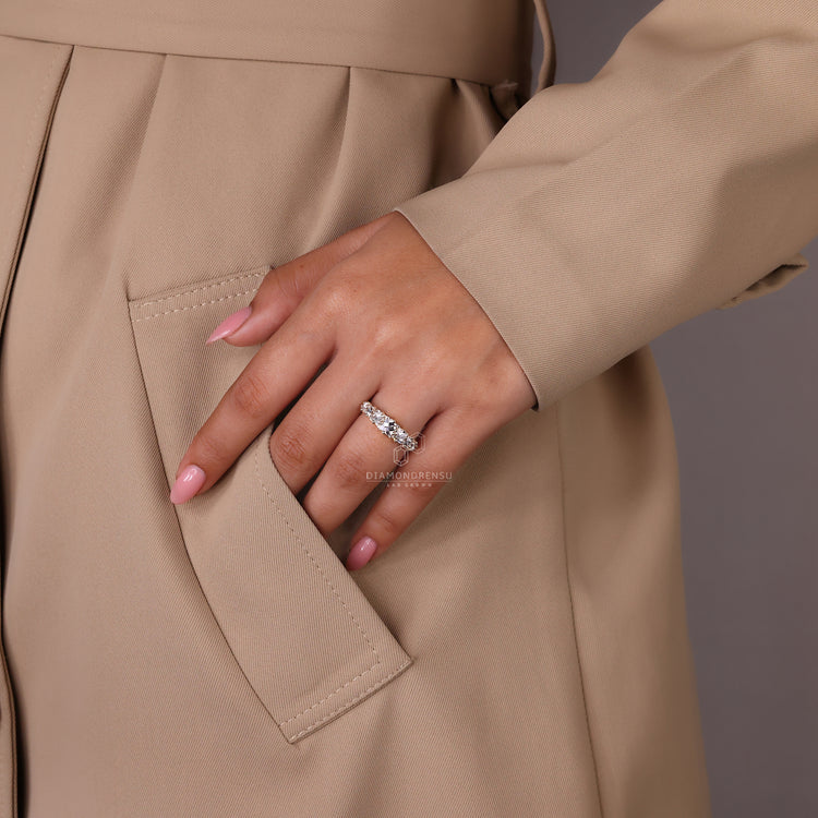 French cut lab grown diamond band.