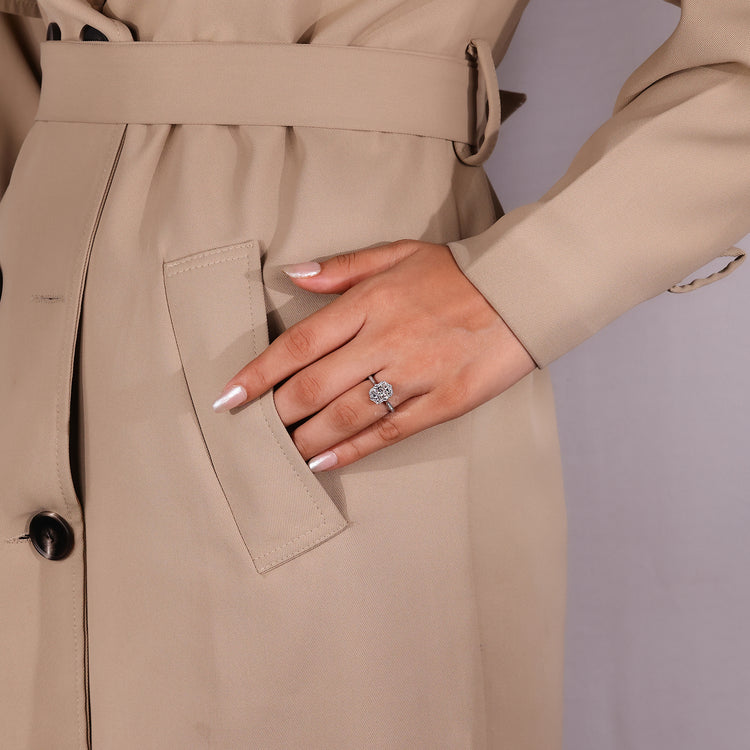 Halo Setting Ring with radiant cut and custom design.