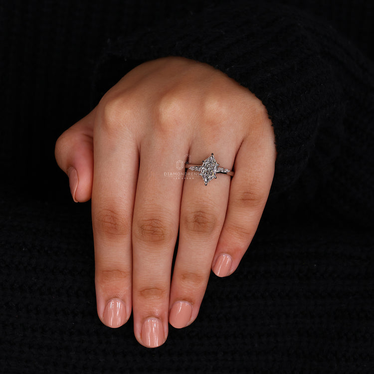 6 claw prong setting on Dutch Marquise Engagement Ring.