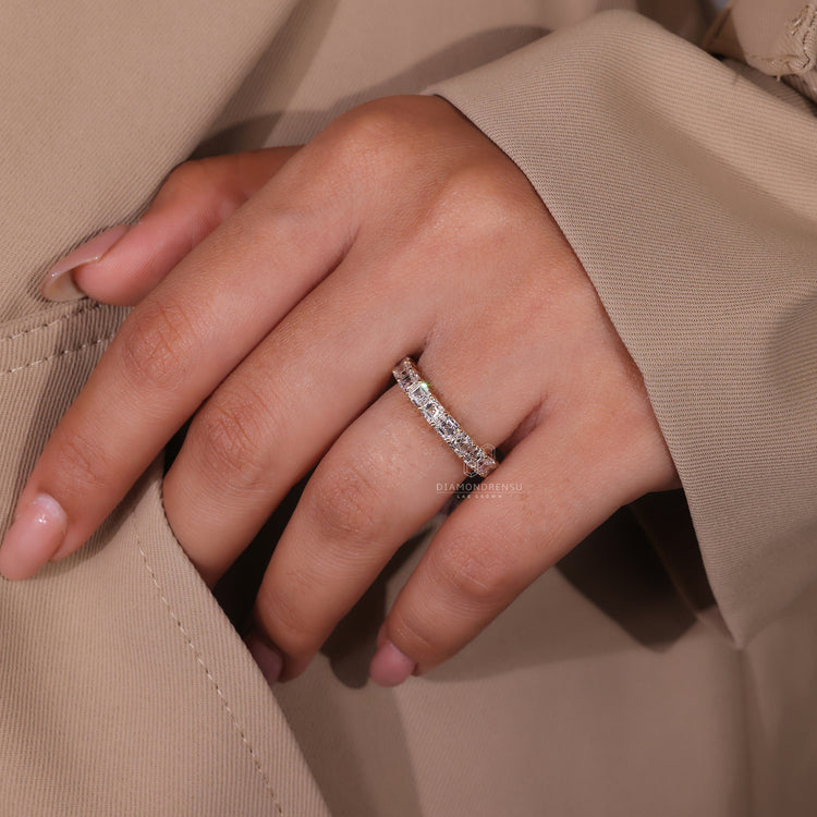 Yellow gold wedding band with diamond wedding band.