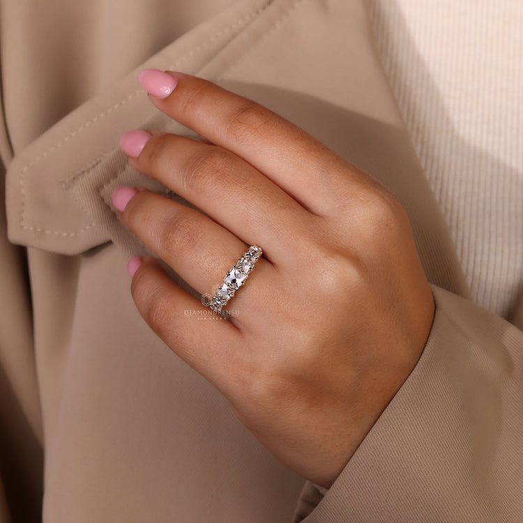 French cut stacking diamond band.