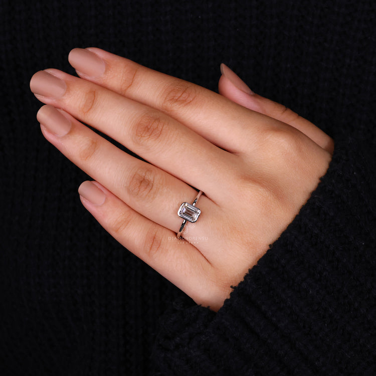 Solitaire diamond ring designed in bezel set engagement ring.