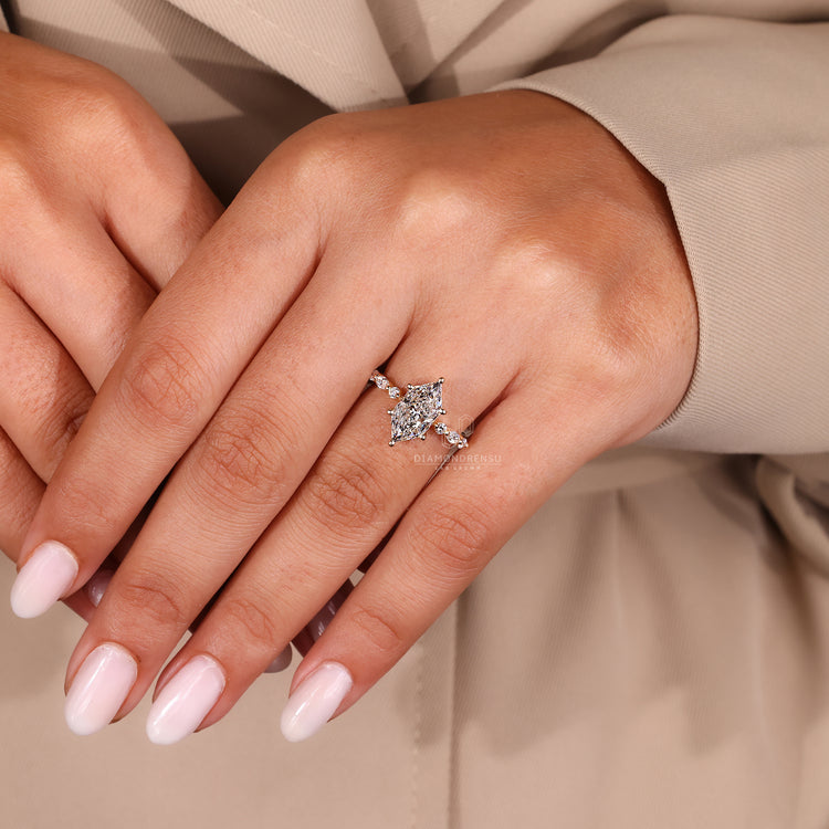 6 Prong Ring with Dutch marquise cut lab grown diamond.