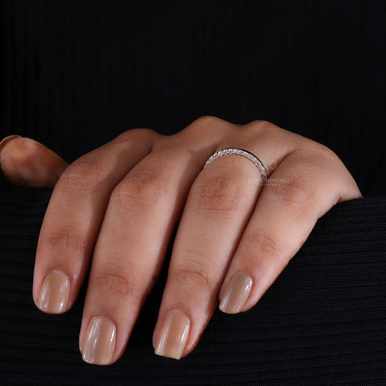 Handmade jewelry band with double row diamond details.
