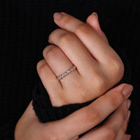 Round diamond wedding band with handmade jewelry.