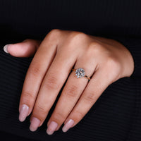 4 prong setting fits halo diamond engagement ring.
