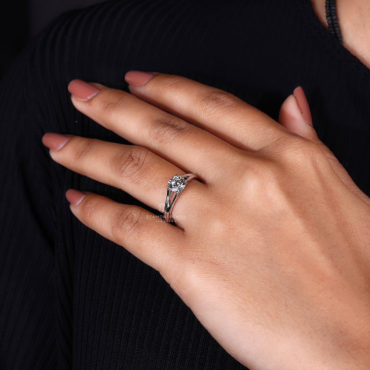 Handmade ring used for solitaire engagement ring.