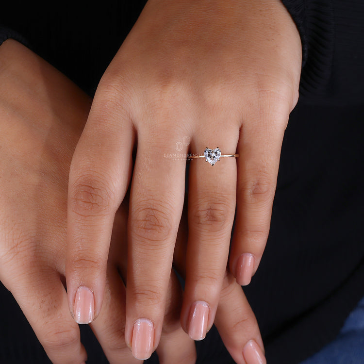 Buy engagement ring with heart diamond and prong setting.