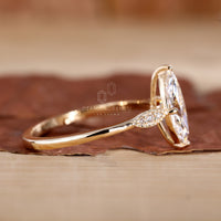 Compass prong setting ring holding marquise diamond securely.