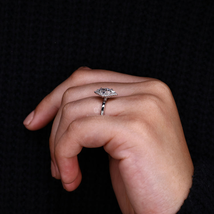 IGI certified halo diamond engagement ring design.
