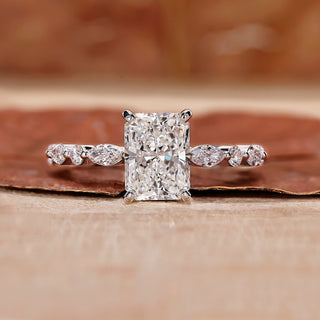 This is a radiant cut diamond ring for a shiny look.